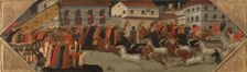 Panel from a Cassone: The Race of the Palio in the Streets of Florence, 1418. Creator: Giovanni Francesco Toscani (Italian, c. 1380-1430)