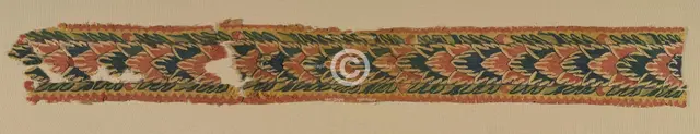 Panel from a Large Curtain, Overlapping Leaves, 300s-400s. Creator: Unknown.