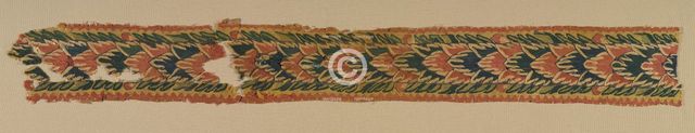 Panel from a Large Curtain, Overlapping Leaves, 300s-400s. Creator: Unknown.