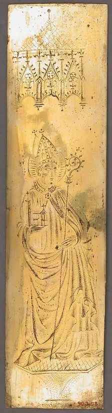 Panel from a Triptych with Bishop Saint, German, mid-15th century. Creator: Unknown