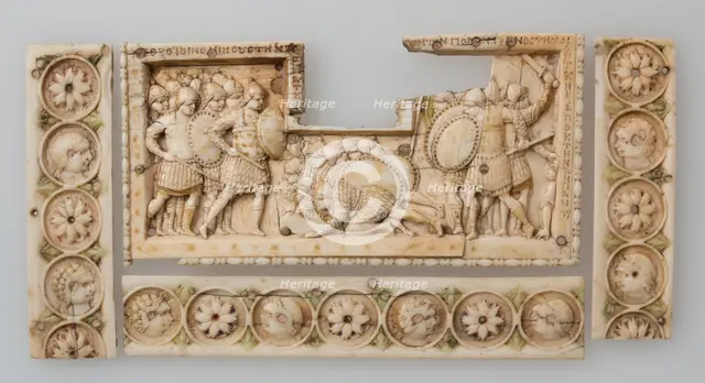 Panel from an Ivory Casket with Scenes of the Story of Joshua, Byzantine, 900-1000. Creator: Unknown.