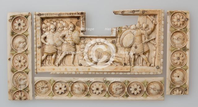 Panel from an Ivory Casket with Scenes of the Story of Joshua, Byzantine, 900-1000. Creator: Unknown.