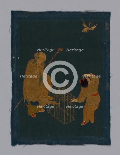 Panel (Furnishing Fabric), China, Kangxi Period, Qing dynasty (1644-1911), 1800/50. Creator: Unknown.