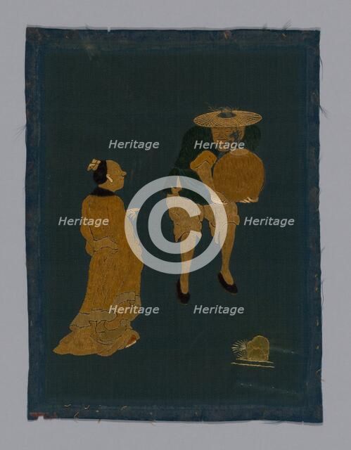 Panel (Furnishing fabric), China, Kangxi Period, Qing dynasty (1644-1911), 1800/50. Creator: Unknown.