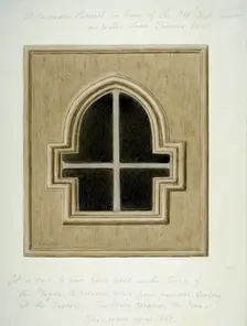 Panel in the door of the Ship Tavern, Water Lane, City of London, 1857. Artist: Thomas Hosmer Shepherd