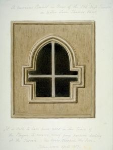 Panel in the door of the Ship Tavern, Water Lane, City of London, 1857. Artist: Thomas Hosmer Shepherd