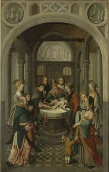 Panel of an Altarpiece with Circumcision of Christ, on verso is Resurrection of Christ, c.1520-c.153 Creator: Master of Alkmaar