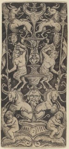 Panel of Ornament with Two Naked Children on Monstrous Beasts, c. 1505/1520. Creator: Peregrino da Cesena