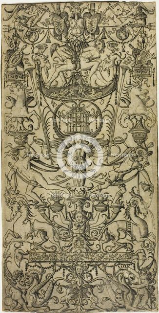 Panel of Ornament with a Birdcage, c.1507. Creator: Nicoletto da Modena.