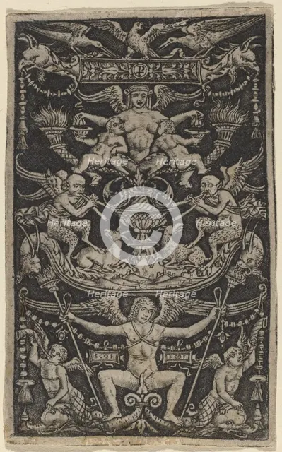 Panel of Ornament with a Satyress Feeding Two Children, c. 1505/1520. Creator: Peregrino da Cesena.