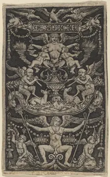 Panel of Ornament with a Satyress Feeding Two Children, c. 1505/1520. Creator: Peregrino da Cesena