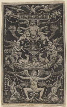 Panel of Ornament with a Satyress Feeding Two Children, c. 1505/1520. Creator: Peregrino da Cesena