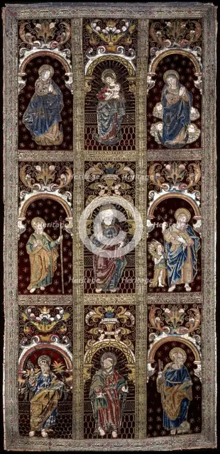 Panel (Made of Reassembled Fragments from Orphrey Bands), Spain, 17th century. Creator: Unknown.