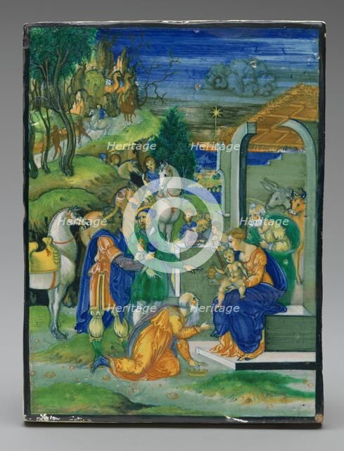 Panel with the Adoration of the Magi, c. 1525. Creator: Nicola da Urbino.