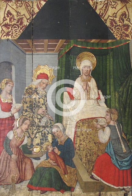 Panel with the Birth of St. John the Baptist from Retable, 15th century. Creator: Domingo Ram.