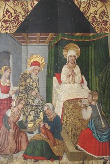 Panel with the Birth of St. John the Baptist from Retable, 15th century. Creator: Domingo Ram