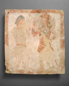 Panel with the god Pharro and worshiper, ca. 3rd century A.D.. Creator: Unknown