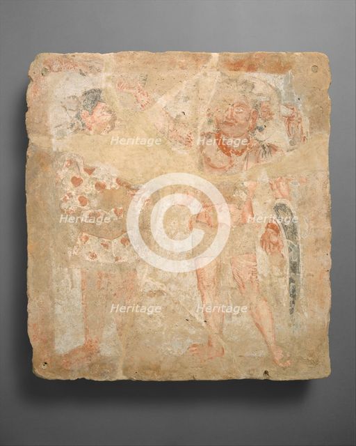 Panel with the god Shiva/Oesho and worshiper, ca. 3rd century A.D.. Creator: Unknown.