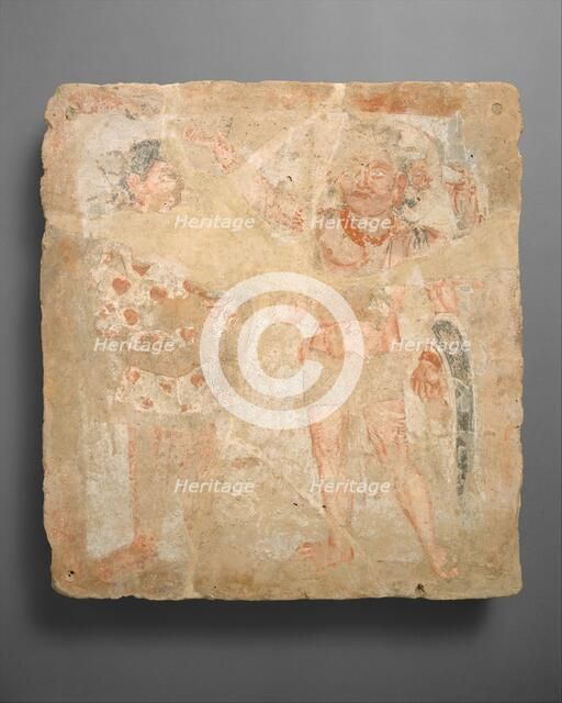 Panel with the god Shiva/Oesho and worshiper, ca. 3rd century A.D.. Creator: Unknown.