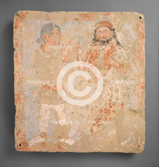 Panel with the god Zeus/Serapis/Ohrmazd and worshiper, ca. 3rd century A.D.. Creator: Unknown.