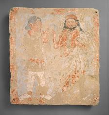 Panel with the god Zeus/Serapis/Ohrmazd and worshiper, ca. 3rd century A.D.. Creator: Unknown