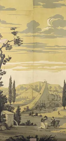 Panel with a Scene in an Amusement Park, England, 18th century. Creator: Unknown