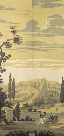 Panel with a Scene in an Amusement Park, England, 18th century. Creator: Unknown