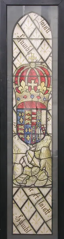 Panel with Coat of Arms, British, early 20th century (original dated 15th century). Creator: A A Bradbury