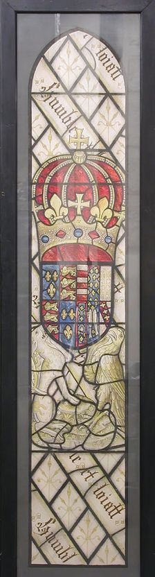 Panel with Coat of Arms, British, early 20th century (original dated 15th century). Creator: A A Bradbury