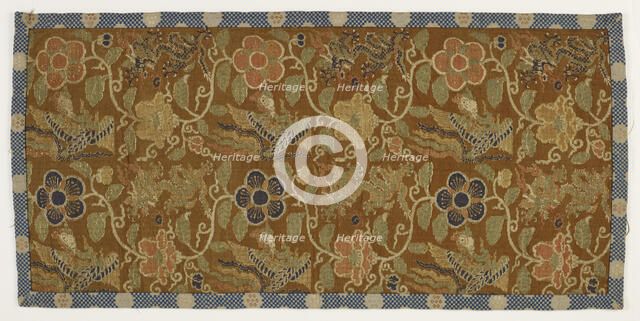 Panel with dragons, pearls, phoenixes, and floral patterns, Ming dynasty, 1573-1620. Creator: Unknown.