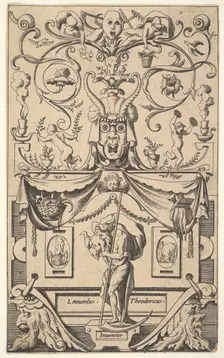 Panel with figure of Saturn, plate 1, ca. 1550-65. Creator: Rene Boyvin