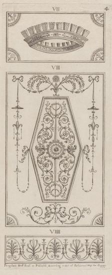 Panels of Ornament, nos. VII-VIIII ("Designs for Various Ornaments," pl. 4), May 1, 1777. Creator: Michelangelo Pergolesi
