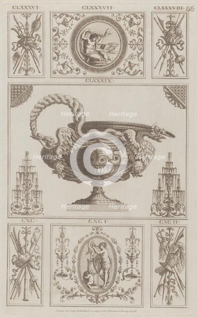 Panels of Ornament, nos. CLXXXVI-CXCII ("Designs for Various Ornaments," pl. ..., February 29, 1782. Creator: Michelangelo Pergolesi.