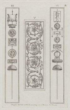 Panels of Ornament, nos. IIII-VI ("Designs for Various Ornaments," pl. 2), May 1, 1777. Creator: Michelangelo Pergolesi