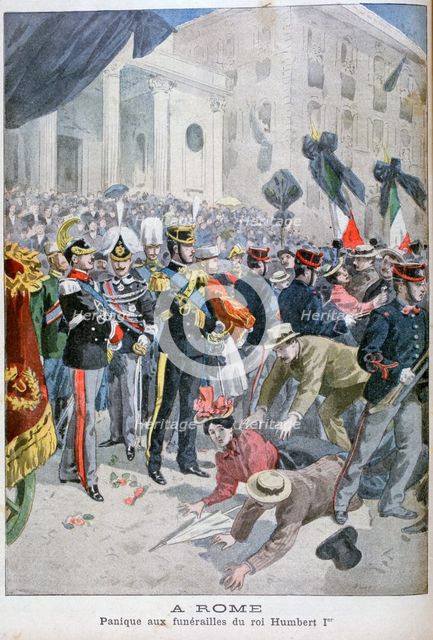 Panic at King Humbert's funeral, Rome, 1900. Artist: Unknown