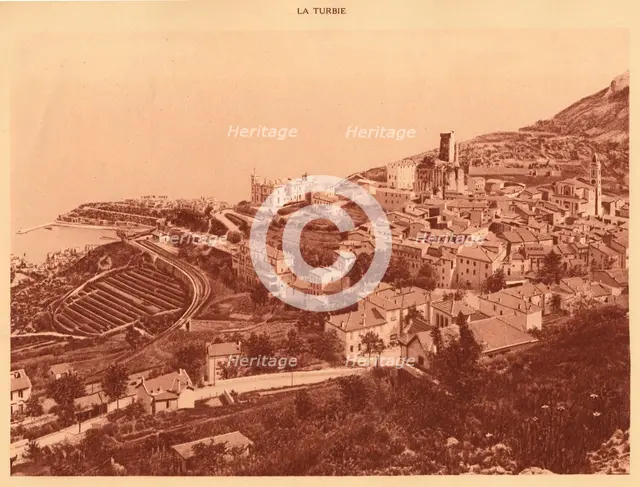 'Panorama and view of la Turbie, Monaco', 1930. Creator: Unknown.