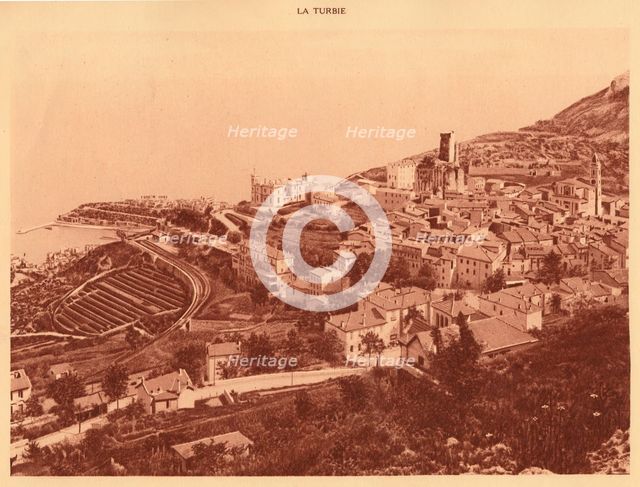 'Panorama and view of la Turbie, Monaco', 1930. Creator: Unknown.
