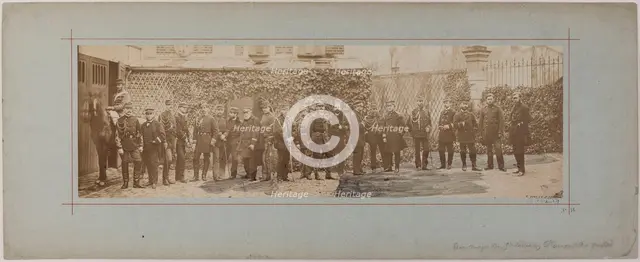 Panorama: group portrait of General Staff of a platoon, 1870. Creator: Andre-Adolphe-Eugene Disderi.