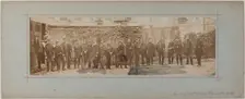 Panorama: group portrait of General Staff of a platoon, 1870. Creator: Andre-Adolphe-Eugene Disderi