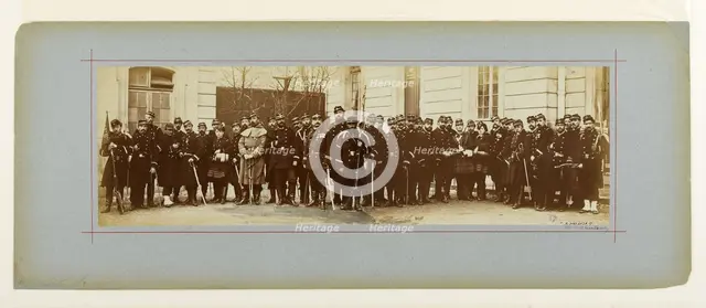 Panorama / group portrait of soldiers, 1870. Creator: Andre-Adolphe-Eugene Disderi.