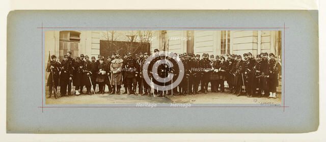 Panorama / group portrait of soldiers, 1870. Creator: Andre-Adolphe-Eugene Disderi.