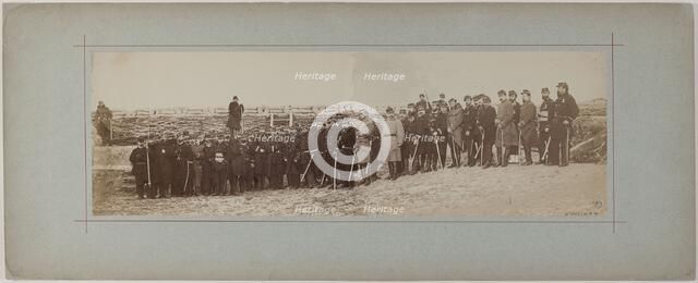 Panorama: group portrait of soldiers, 1870. Creator: Andre-Adolphe-Eugene Disderi.