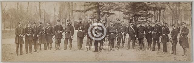 Panorama: group portrait of soldiers, 1870. Creator: Andre-Adolphe-Eugene Disderi.
