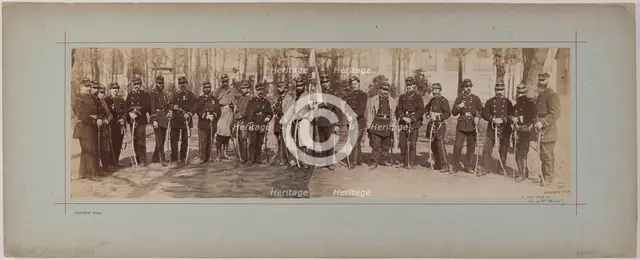 Panorama: group portrait of soldiers, 1870. Creator: Andre-Adolphe-Eugene Disderi.