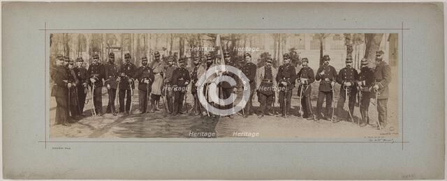 Panorama: group portrait of soldiers, 1870. Creator: Andre-Adolphe-Eugene Disderi.