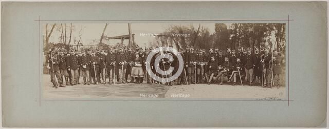Panorama: group portrait of soldiers, 1870. Creator: Andre-Adolphe-Eugene Disderi.