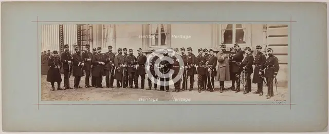 Panorama: group portrait of soldiers, 1870. Creator: Andre-Adolphe-Eugene Disderi.