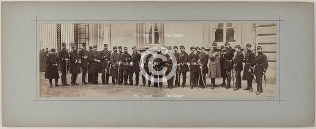 Panorama: group portrait of soldiers, 1870. Creator: Andre-Adolphe-Eugene Disderi.