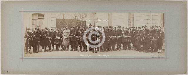 Panorama: group portrait of soldiers, 1870. Creator: Andre-Adolphe-Eugene Disderi.