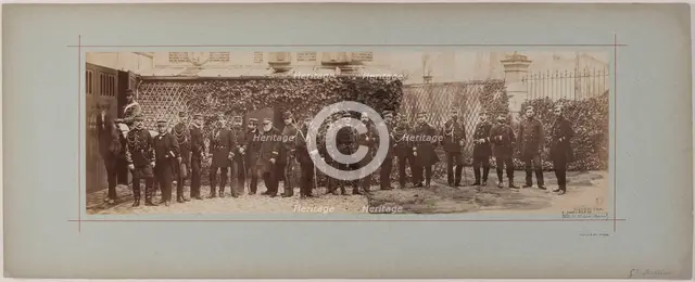 Panorama: group portrait of soldiers, 1870. Creator: Andre-Adolphe-Eugene Disderi.